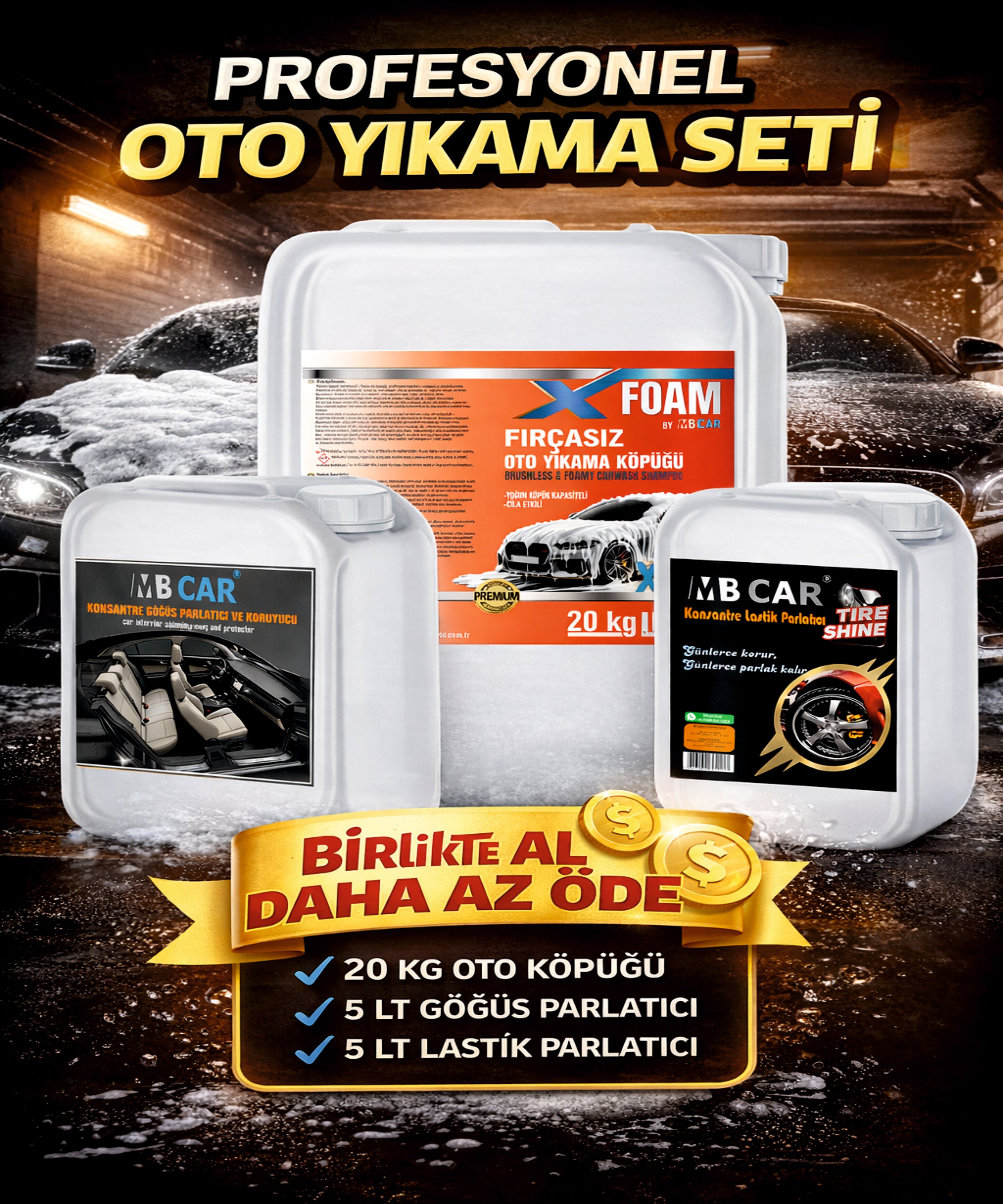 MB CAR Profesyonel Oto Yıkama Seti (3'lü Set)