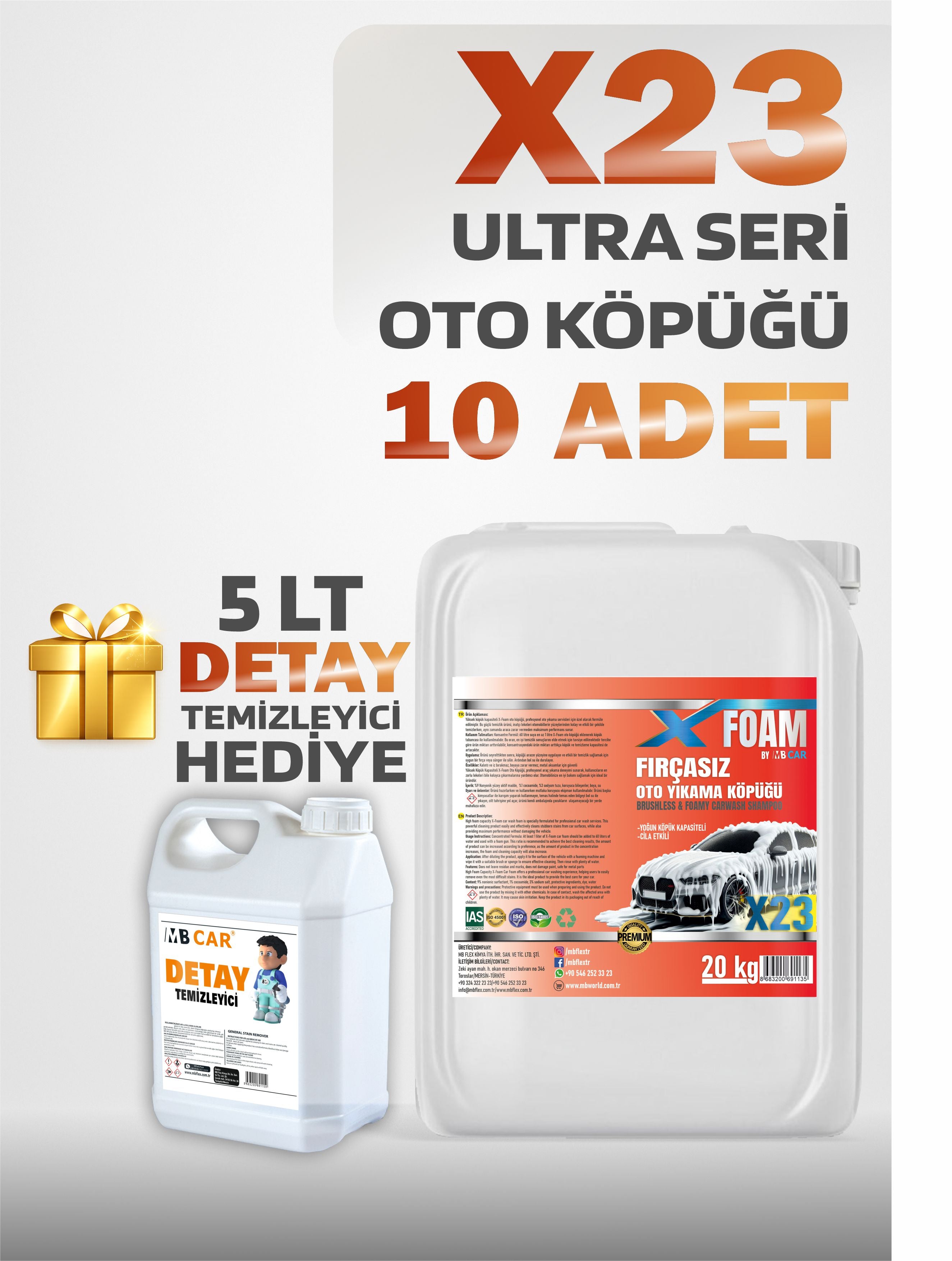 X23 Extra Cilalı Oto Köpüğü 10'lu Kampanya Paketi