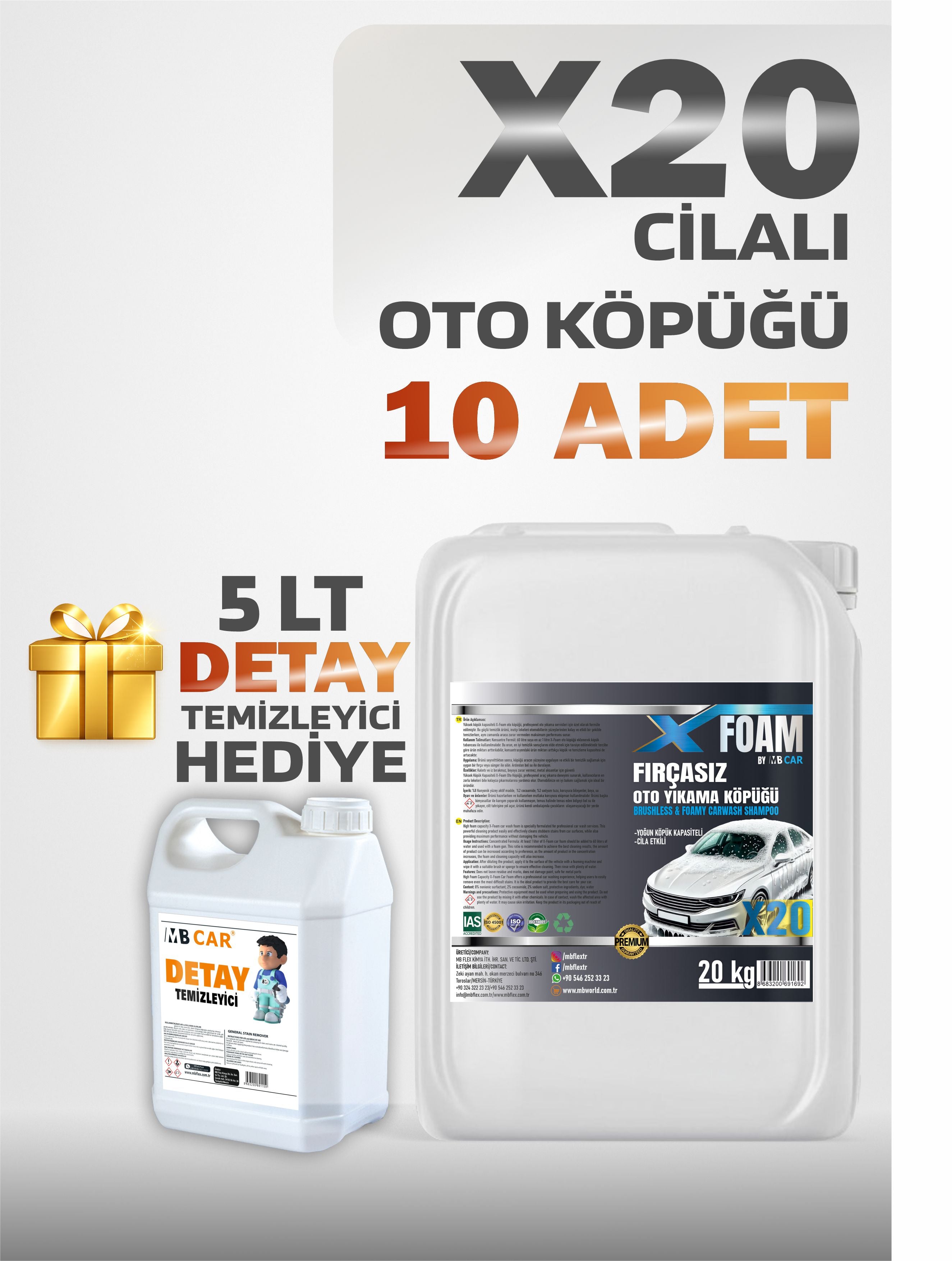 X20 Profesyonel Oto Köpüğü 10 'lu Kampanya Paketi