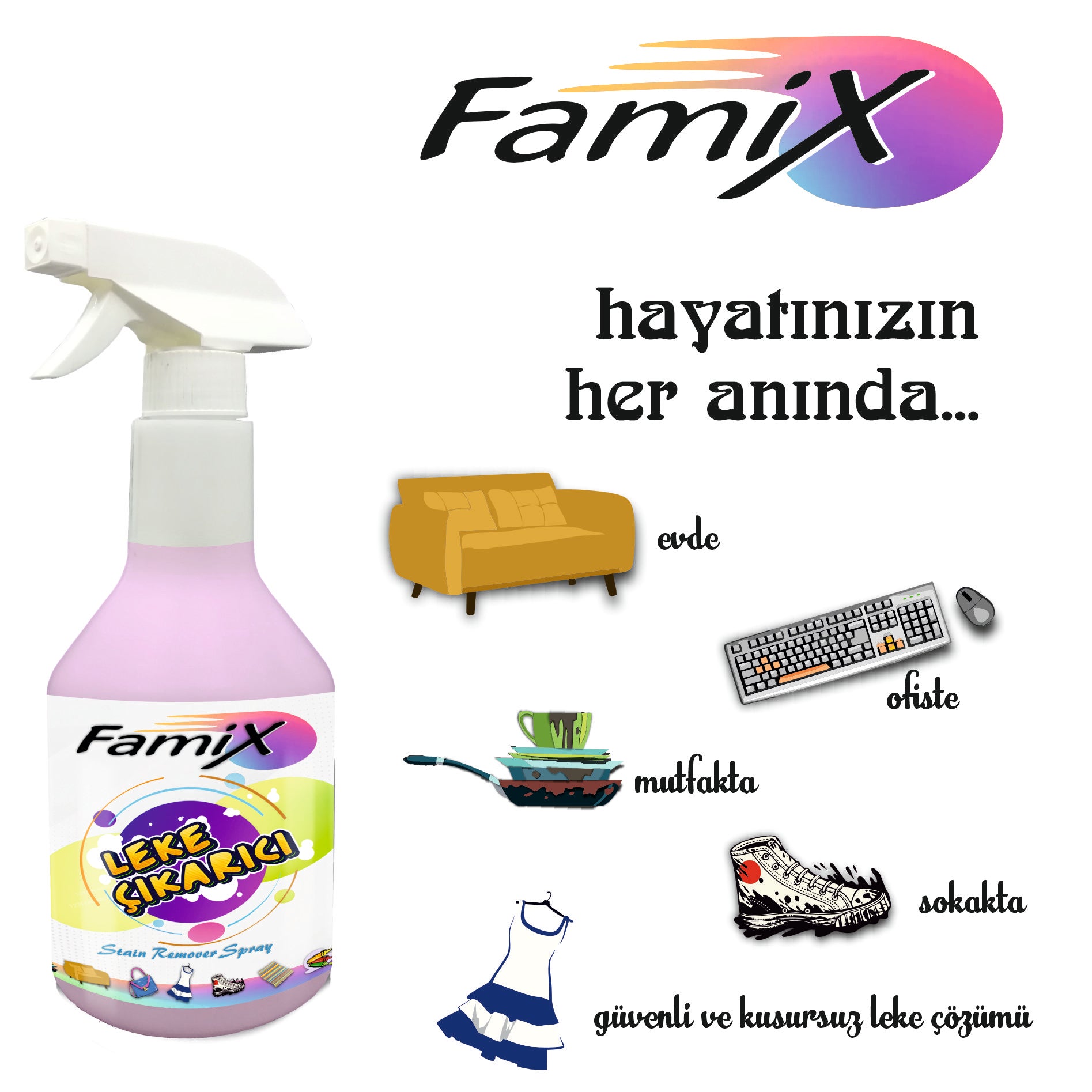 Famix Hassas Yüzeyler İçin Leke Çıkarıcı Sprey 750 ml