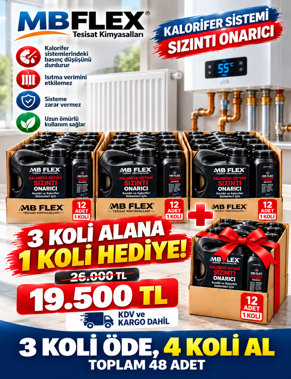 Isıtma Sistemleri Kaçak Onarım Kimyasalı 3+1 Kampanyası
