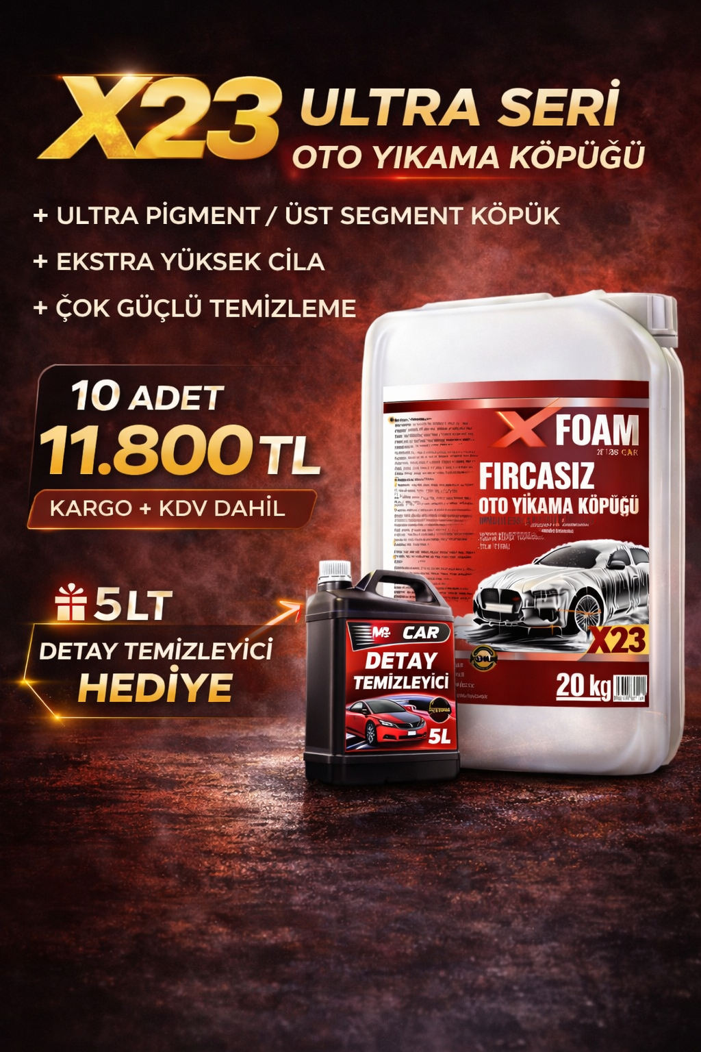 X23 Extra Cilalı Oto Köpüğü 20 KG x 10 Adet Kampanya Paketi