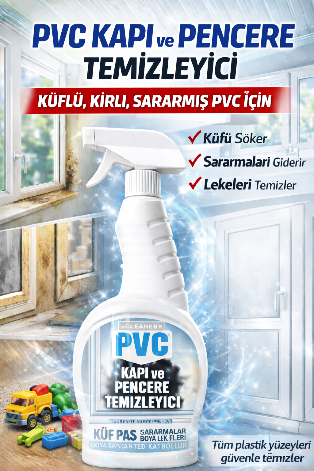 Pvc Kapı ve Pencere Temizleyici 3 Lü Fırsat Paketi