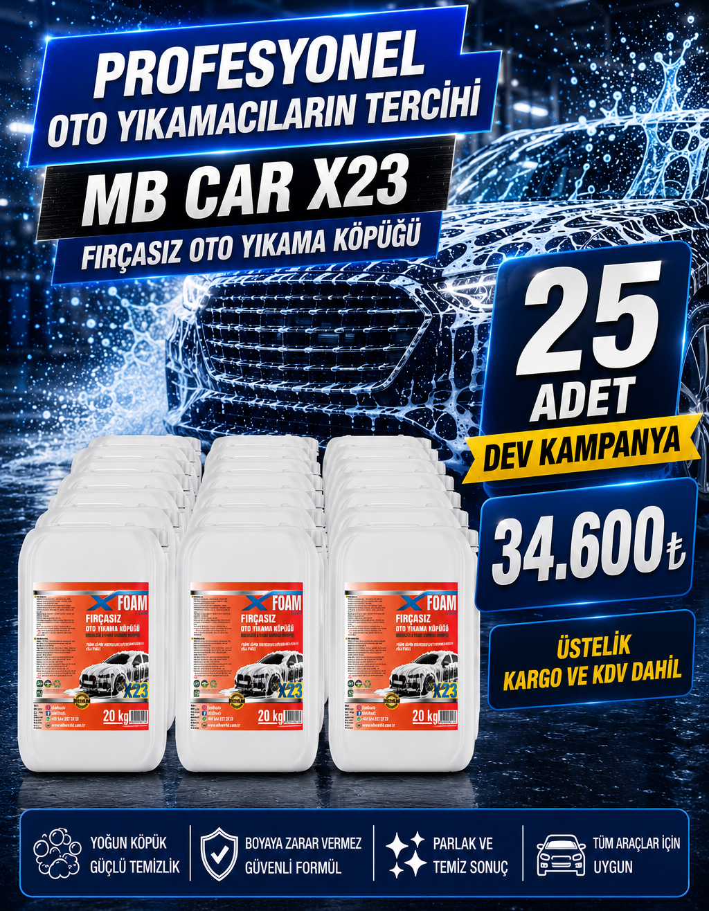 X23 Extra Cilalı Oto Köpüğü 25'li Kampanya Paketi