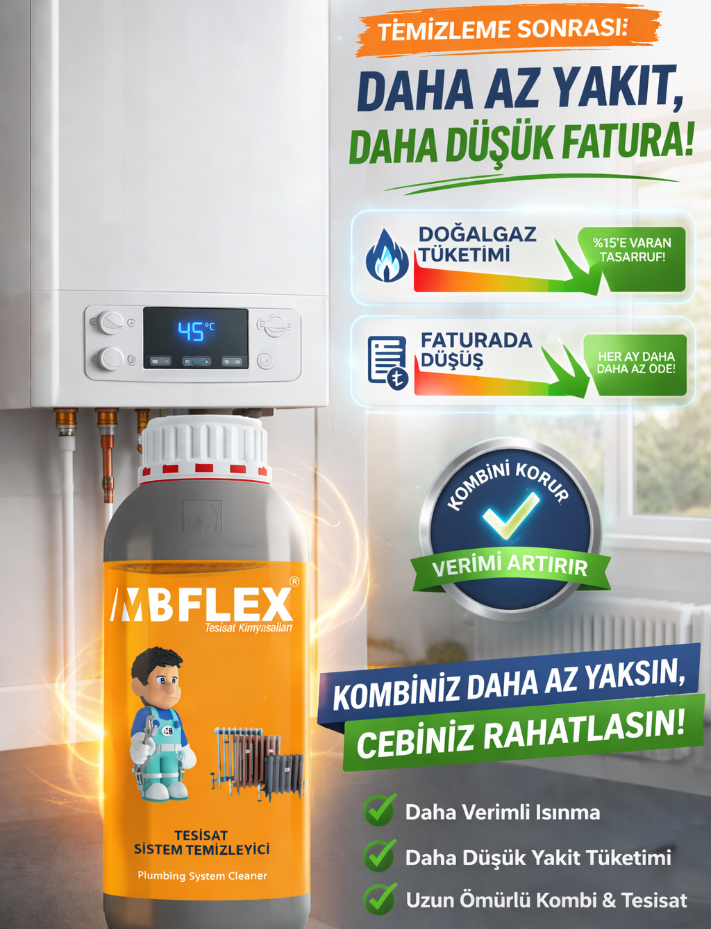 Tesisat Sistem Kireç ve Korozyon Temizleyici 1 Lt