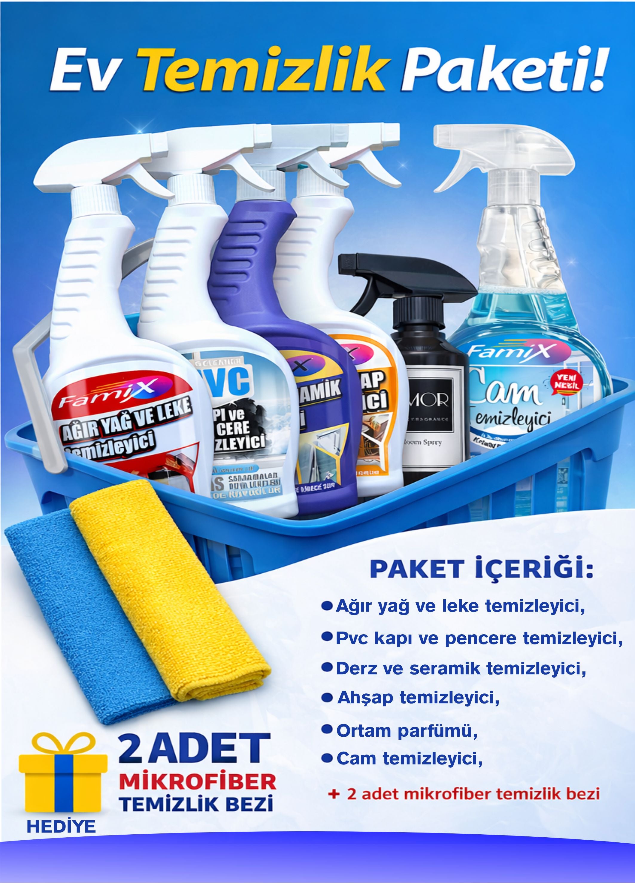 Famix Ev Temizlik Paketi 6 Ürün Tek Pakette