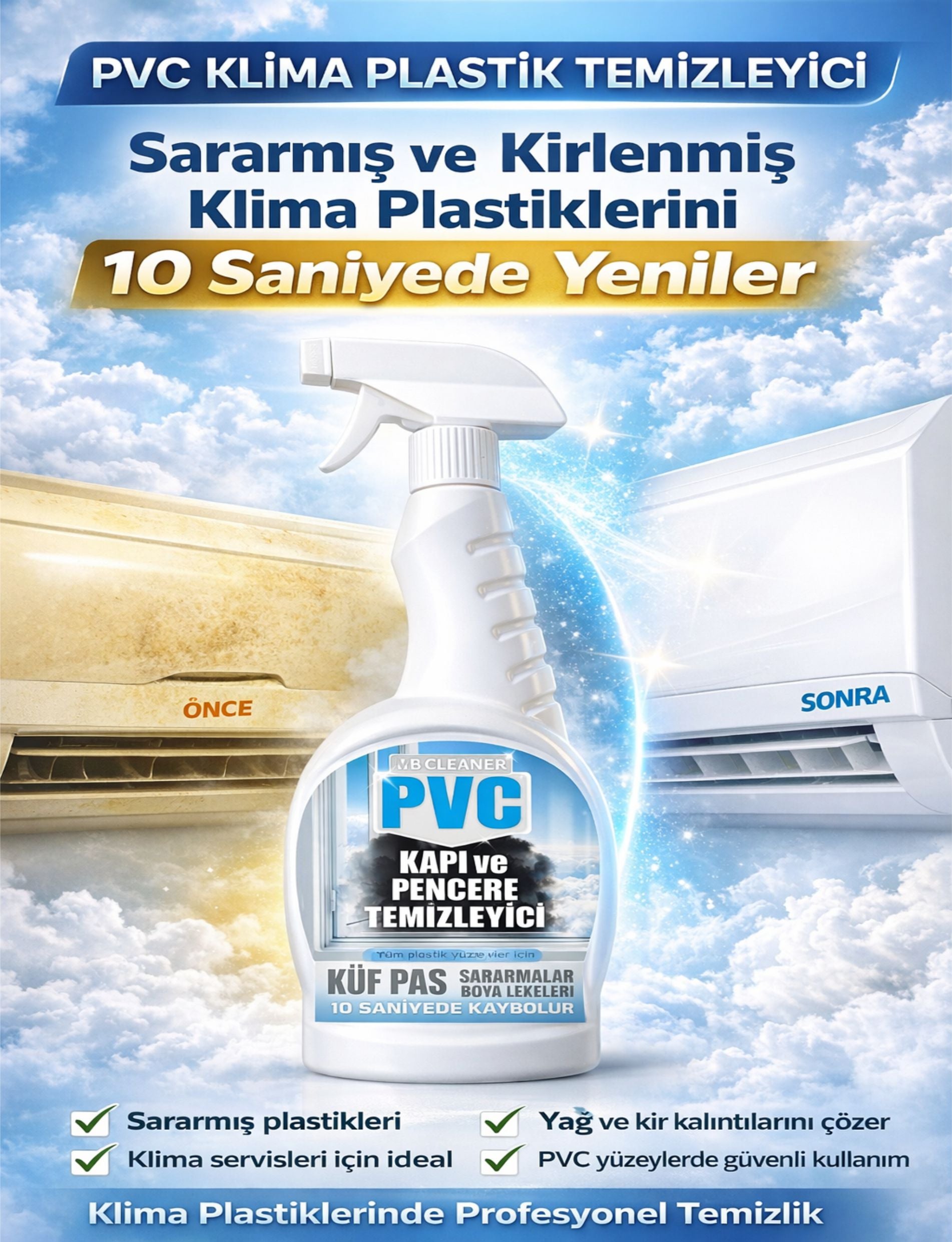 Pvc Kapı ve Pencere Temizleyici 3 Lü Fırsat Paketi