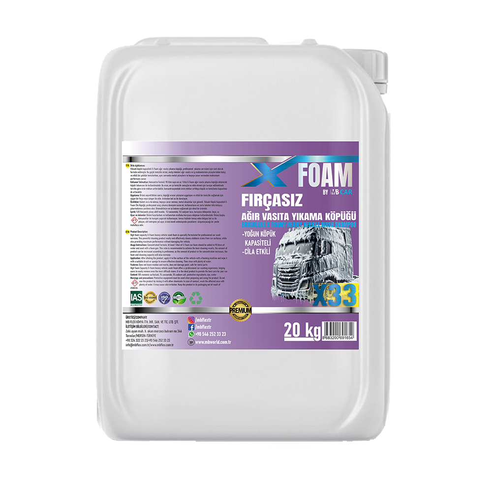 MB CAR X-FOAM X33 Fırçasız Ağır Vasıta Yıkama Köpüğü 20 Lt
