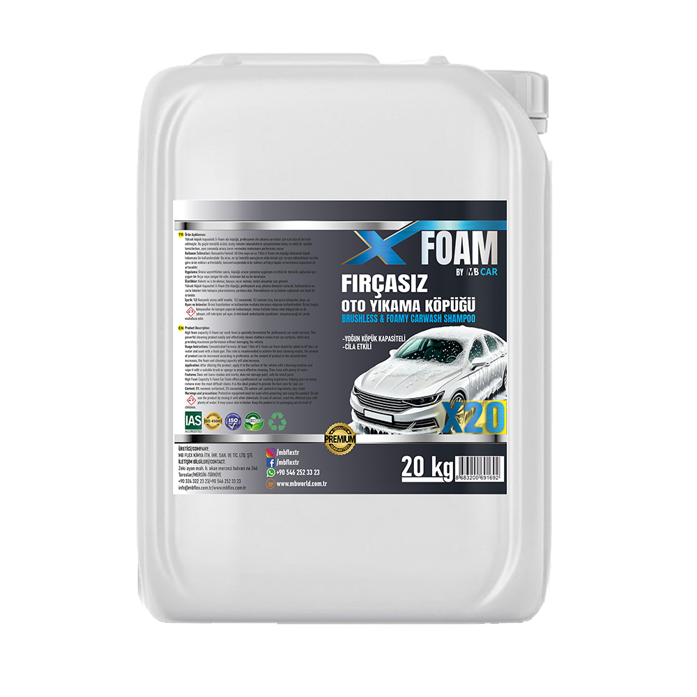 MB CAR X-FOAM X20 Pink Fırçasız Cilalı Oto Yıkama Köpüğü 20 Lt Pembe Köpük