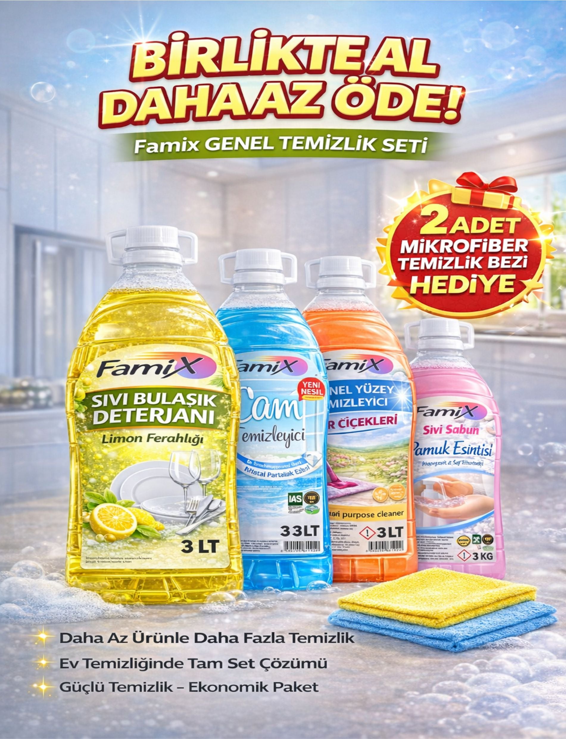 Famix 4 lü Genel Temizlik Seti