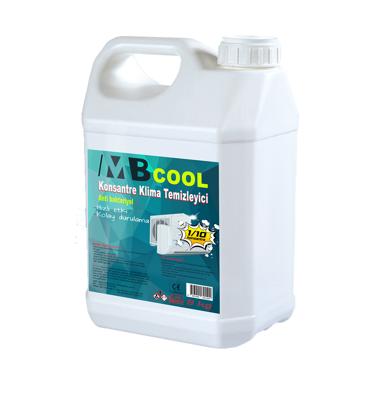 1/10 Konsantre Klima Serpantin Temizleyici 6 Kg