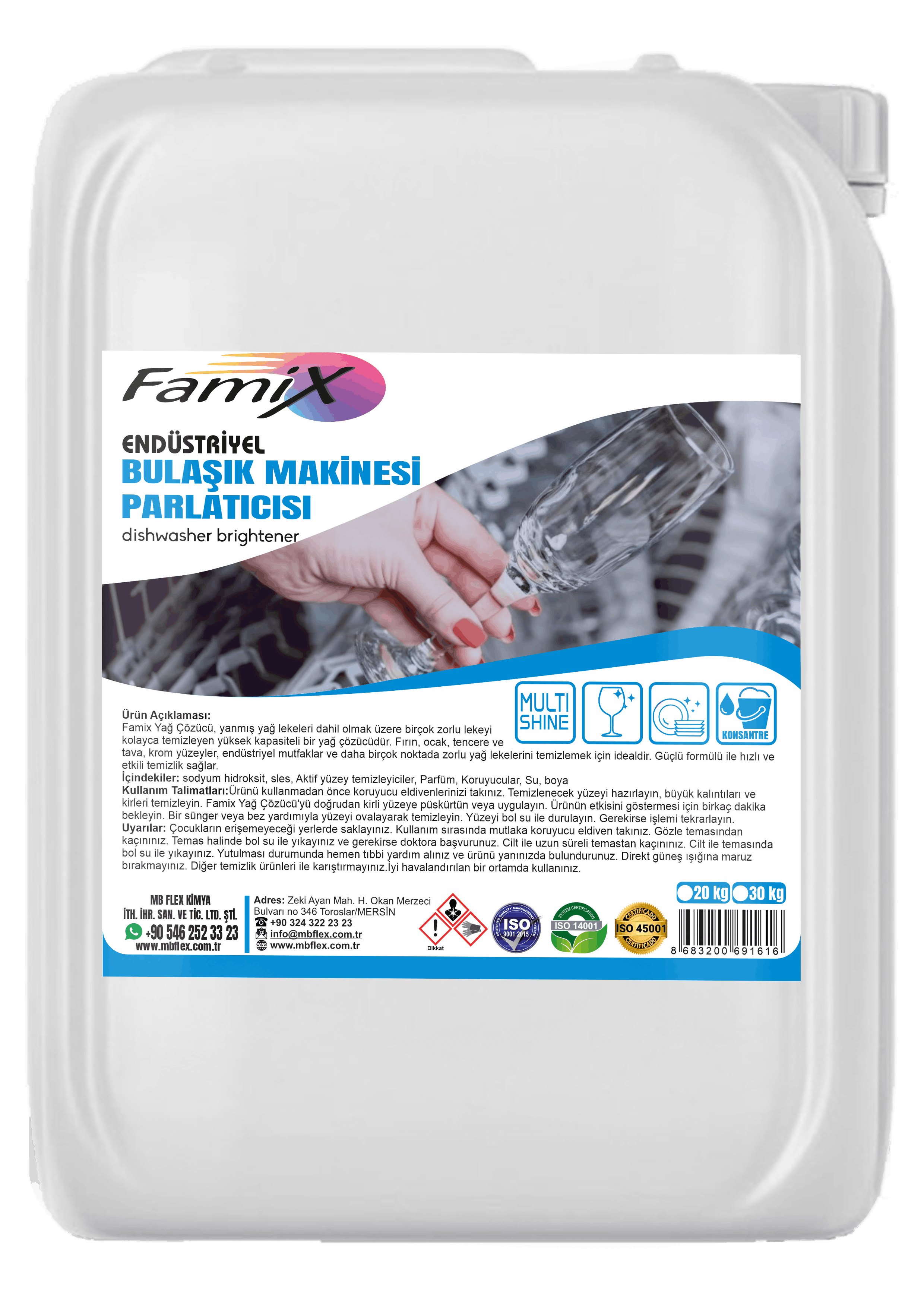 Famix Endüstriyel Bulaşık Makinası Parlatıcısı 20 KG