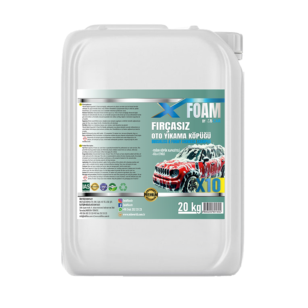 MB CAR X-FOAM X10 Fırçasız Cilalı Oto Yıkama Köpüğü 20 Lt