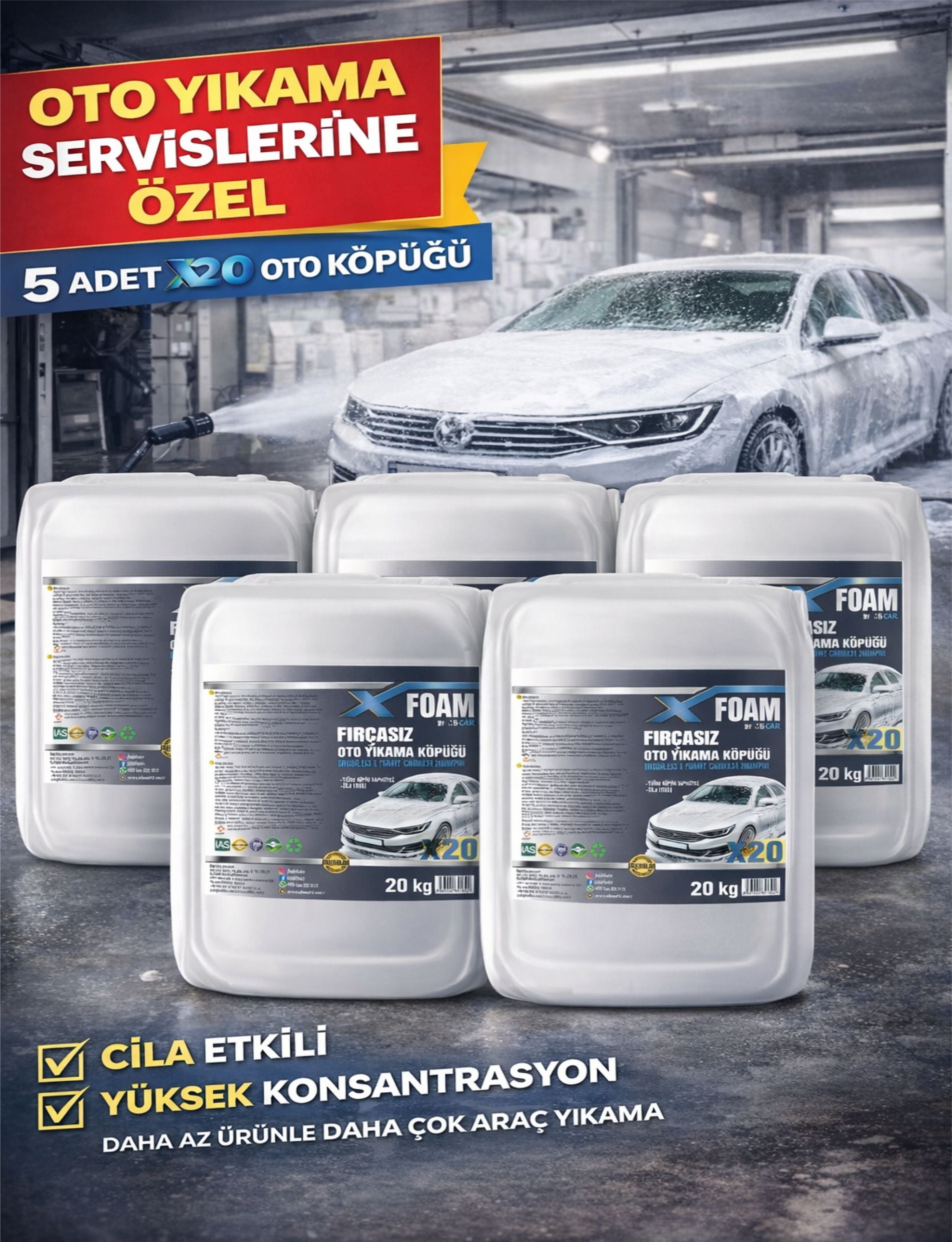 X20 Cilalı Oto Köpüğü 5 Li Fırsat Paketi