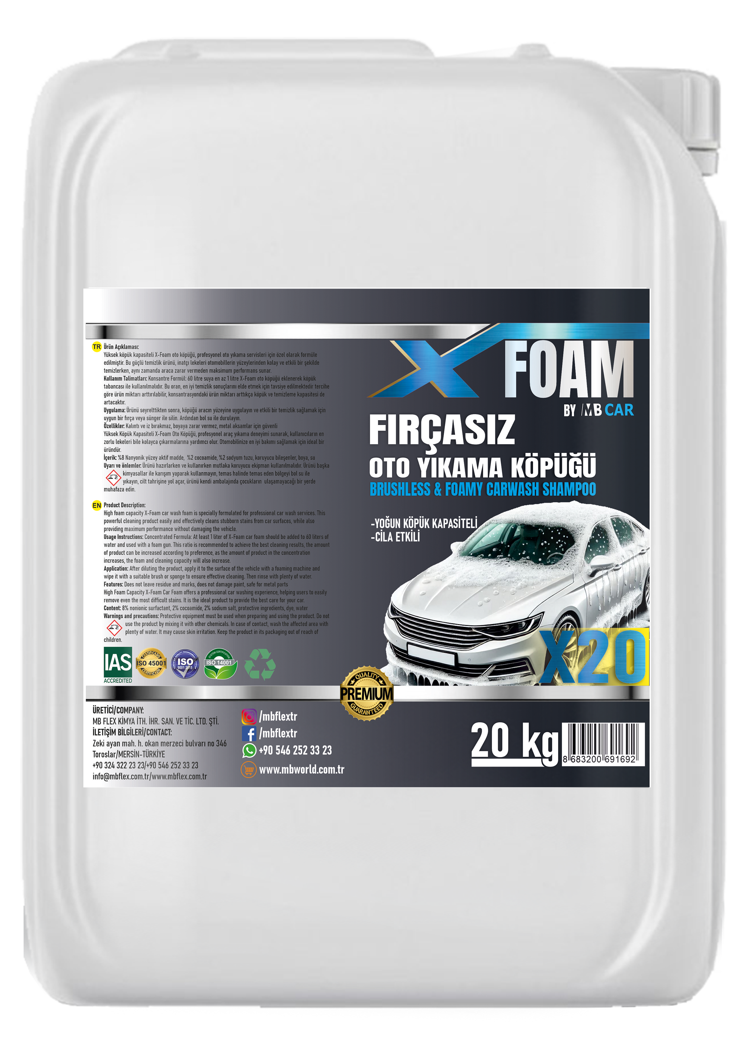 X20 Profesyonel Oto Köpüğü 20 KGx 10 Adet Kampanya Paketi