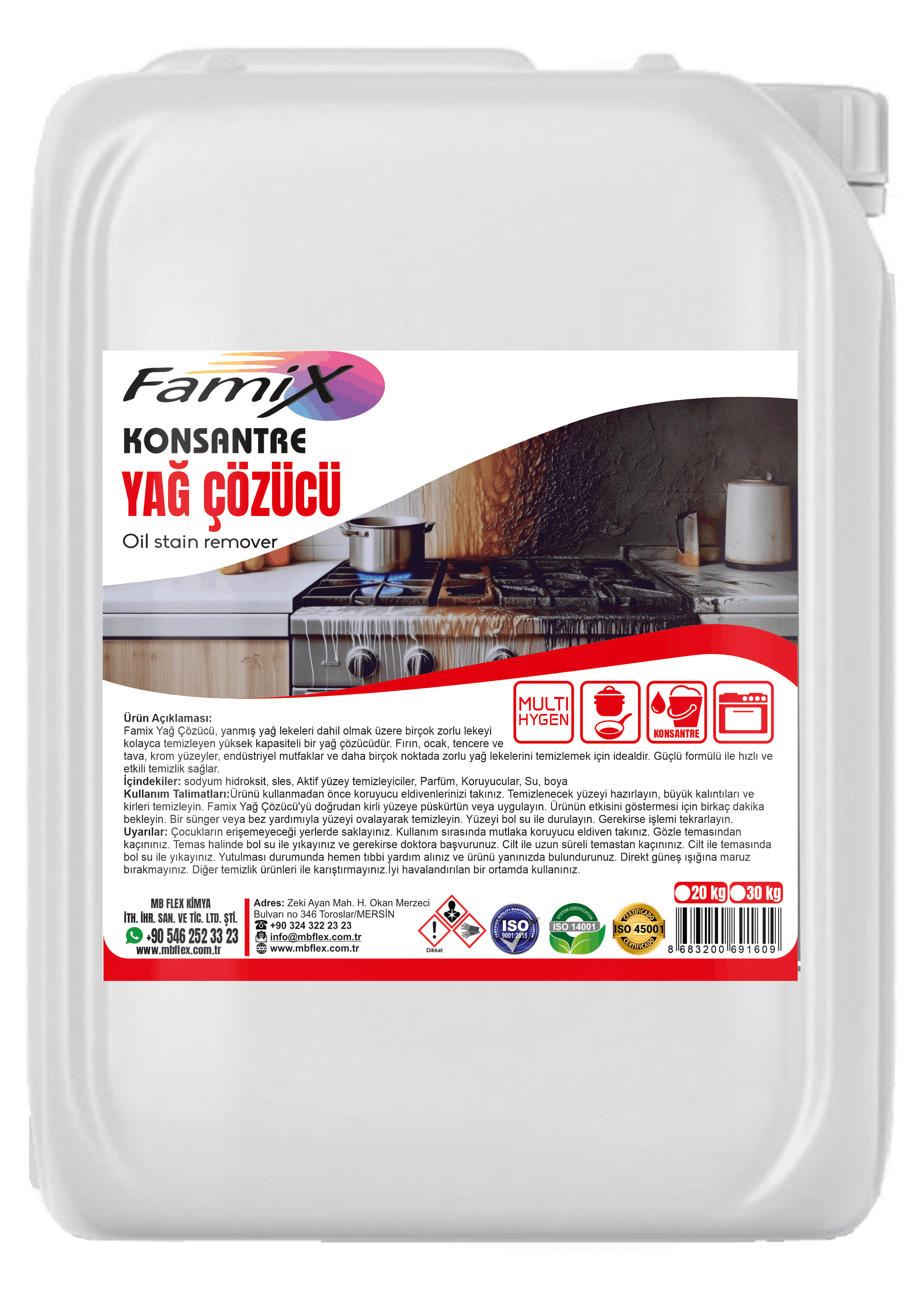 Famix Yağ Çözücü (profesyonel mutfaklar için) 20 KG